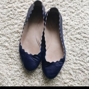 Authentic Chloe Navy Blue scallop flats size 9.5